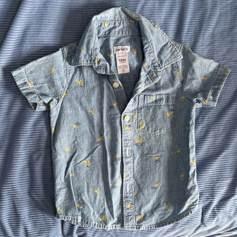 Carter's Banana-Print Short Sleeve Button-Up Shirt